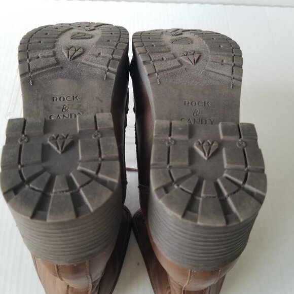 Rock & Candy Sprancie Lace Up Bootie Y2K Chunky Brown Block Heel Grunge Size 6.5 - Picture 9 of 11